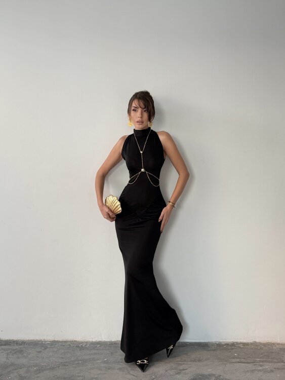 Luy Maxi Elbise - Siyah - 4