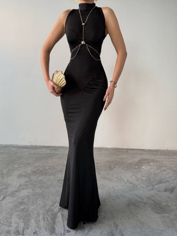 Luy Maxi Elbise - Siyah - 5