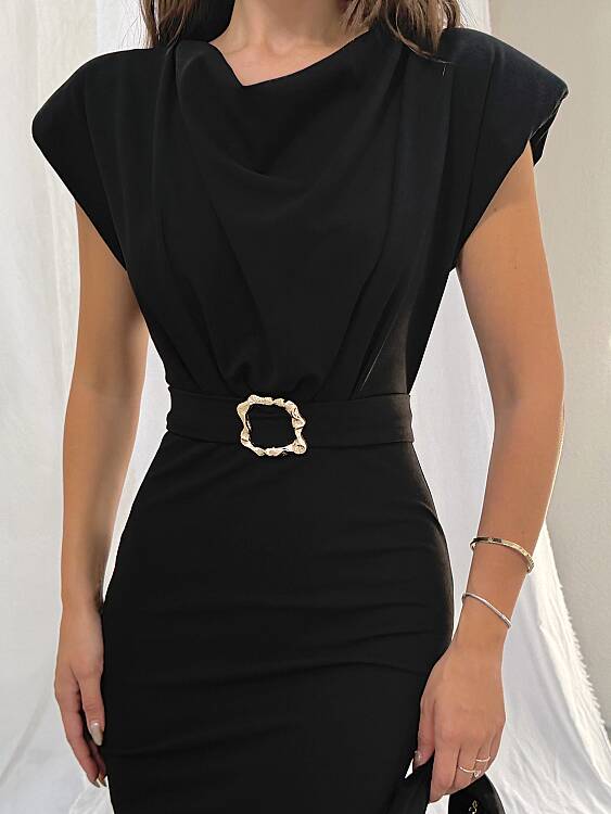 MADDOX Midi Elbise - Siyah - 6