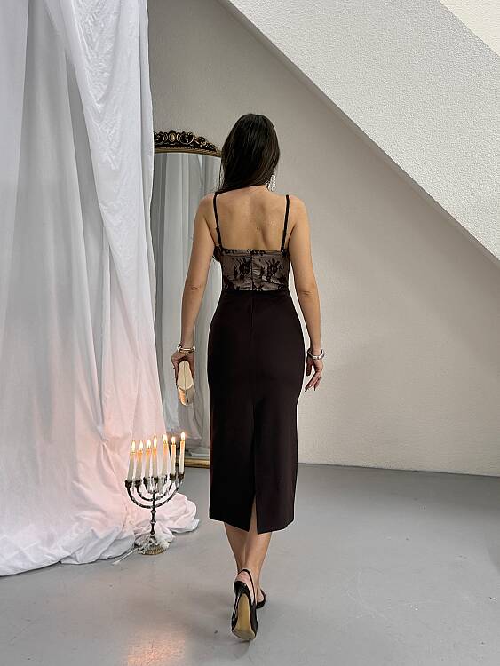 Mael Midi Elbise - Acı Kahve - 3