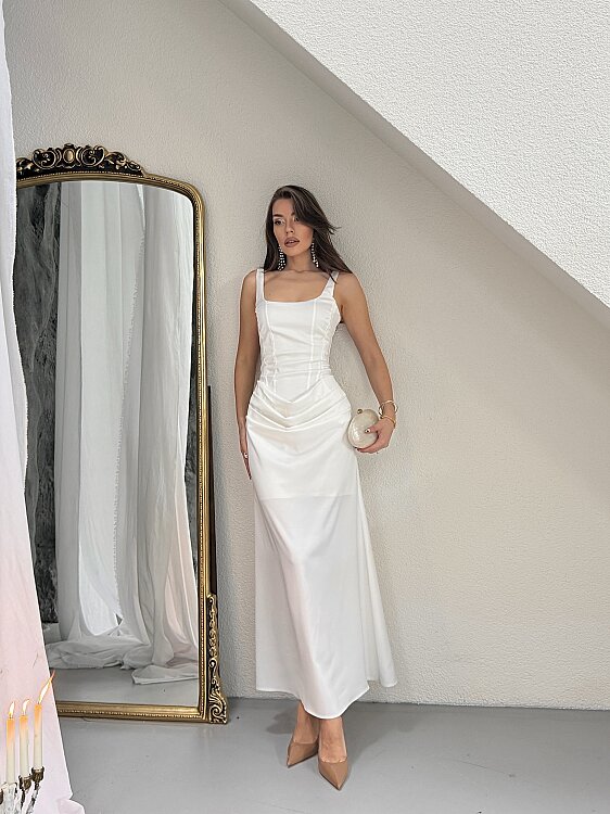 Maeve Maxi Elbise - Beyaz - 3