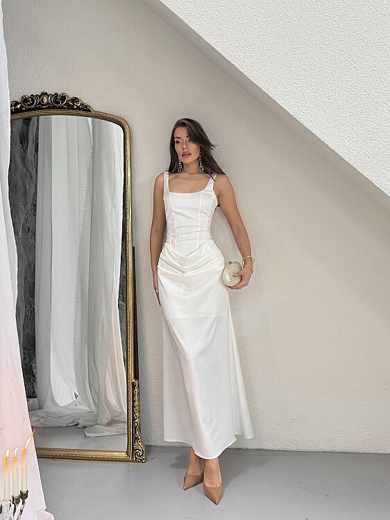 Maeve Maxi Elbise - Beyaz - 3