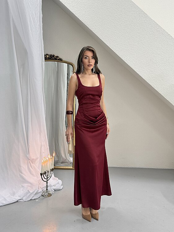 Maeve Maxi Elbise - Bordo - Sevenday