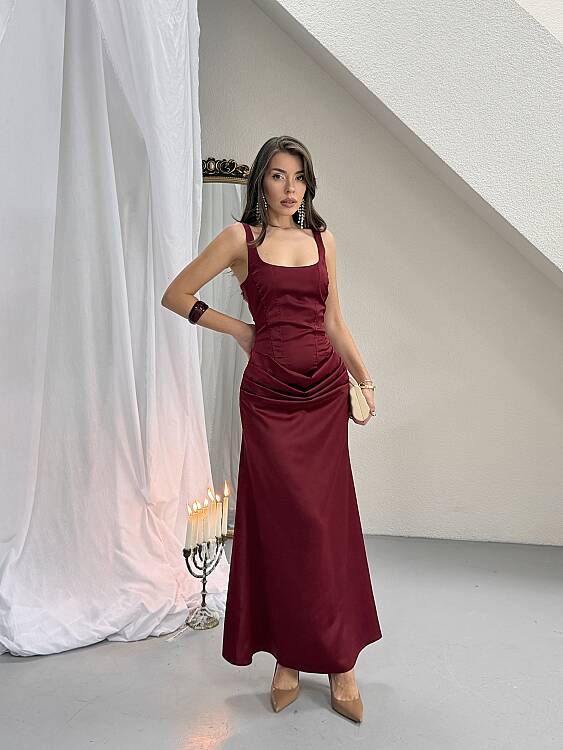 Maeve Maxi Elbise - Bordo - 2