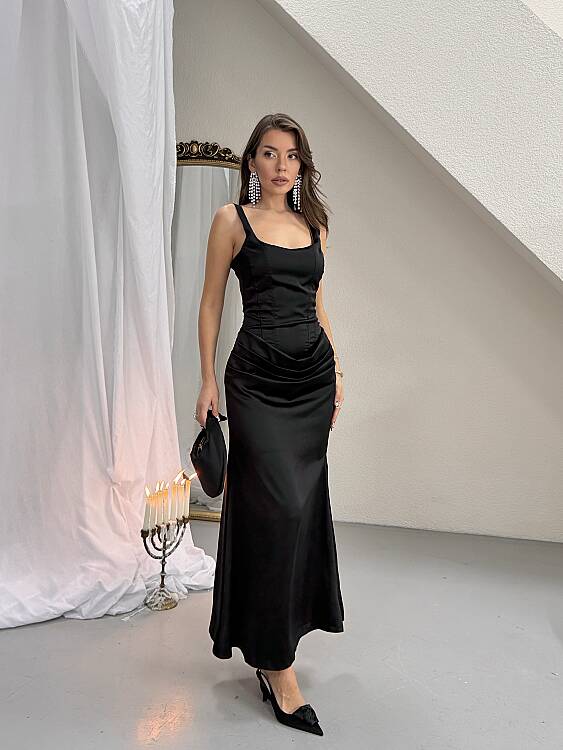 Maeve Maxi Elbise - Siyah - 1