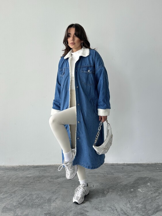 Magdalena İçi Peluş Kaban - Denim - 2
