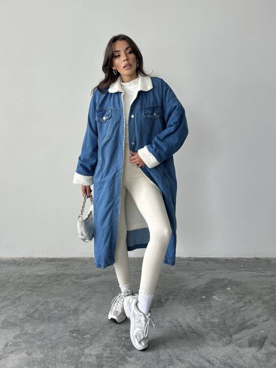 Magdalena İçi Peluş Kaban - Denim - 1