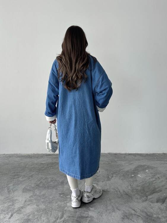 Magdalena İçi Peluş Kaban - Denim - 4