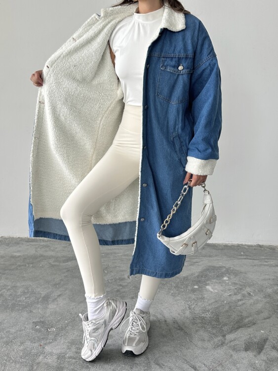 Magdalena İçi Peluş Kaban - Denim - 5