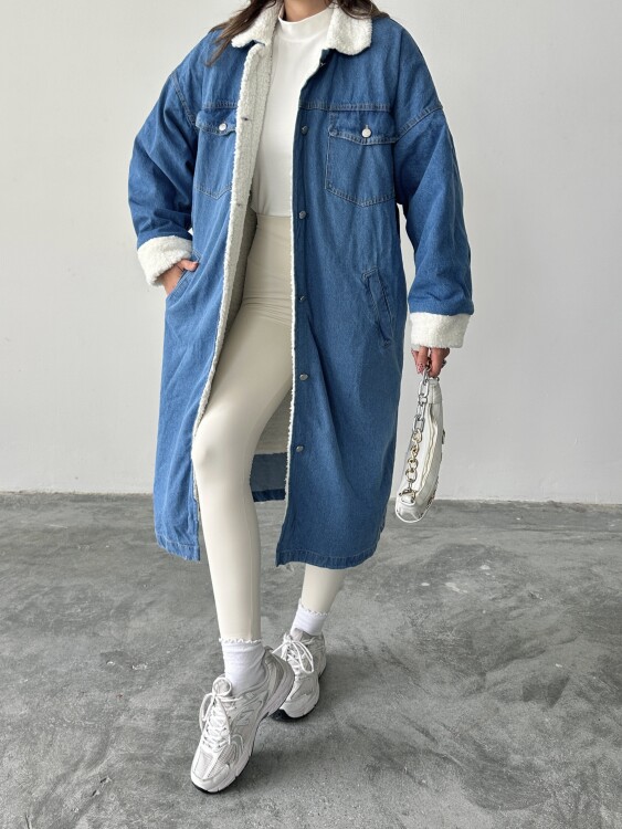 Magdalena İçi Peluş Kaban - Denim - 6