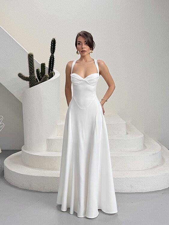 Maily Maxi Elbise - Beyaz - 2