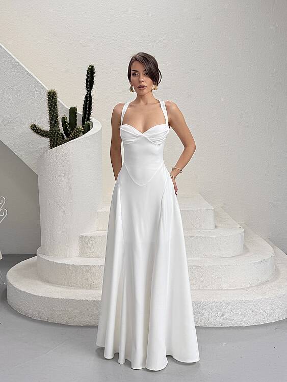 Maily Maxi Elbise - Beyaz - 2