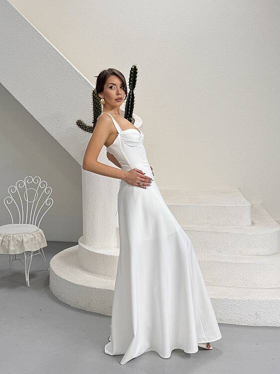 Maily Maxi Elbise - Beyaz - 3