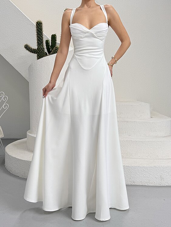 Maily Maxi Elbise - Beyaz - 4