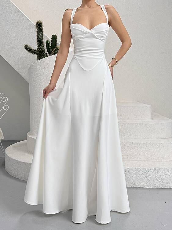 Maily Maxi Elbise - Beyaz - 4