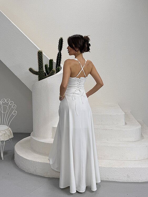 Maily Maxi Elbise - Beyaz - 5