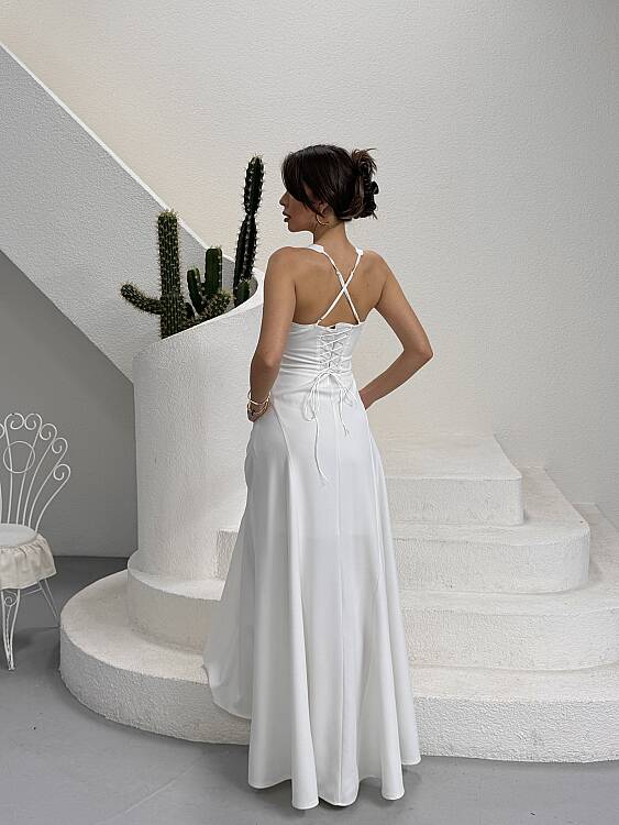 Maily Maxi Elbise - Beyaz - 5