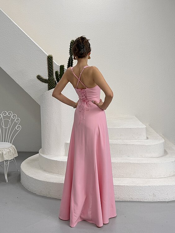 Maily Maxi Elbise - Pembe - 4