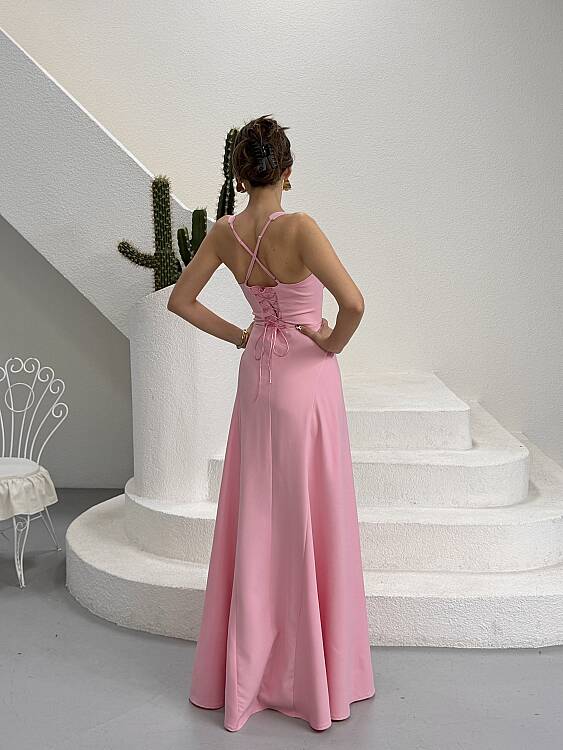 Maily Maxi Elbise - Pembe - 4