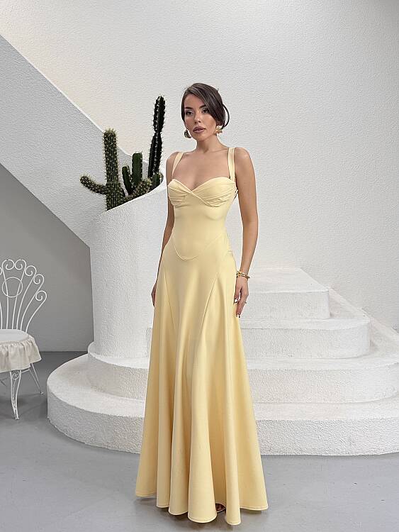 Maily Maxi Elbise - Sarı - 1