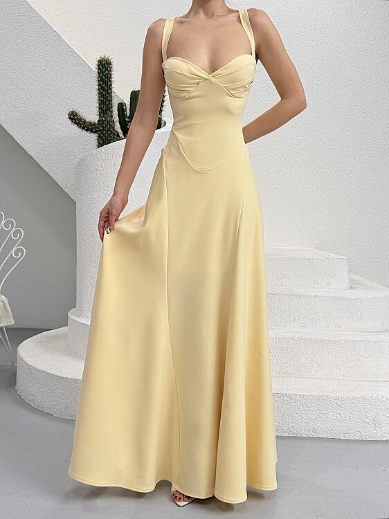 Maily Maxi Elbise - Sarı - 3