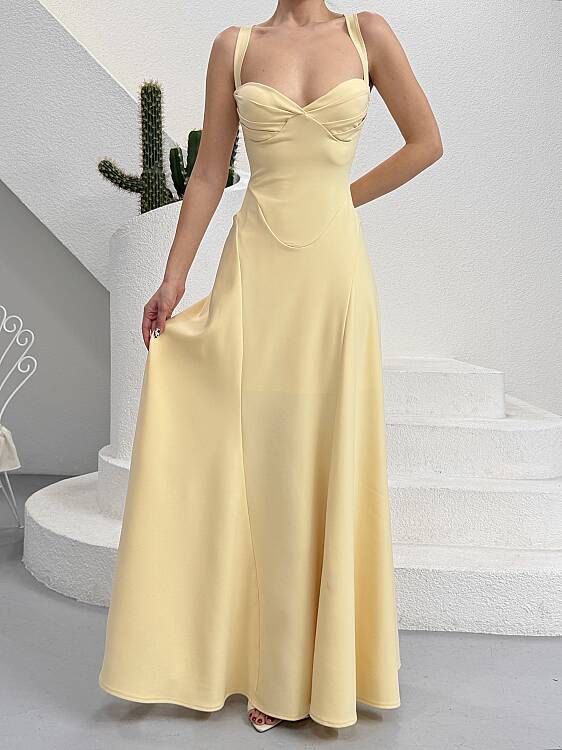 Maily Maxi Elbise - Sarı - 3