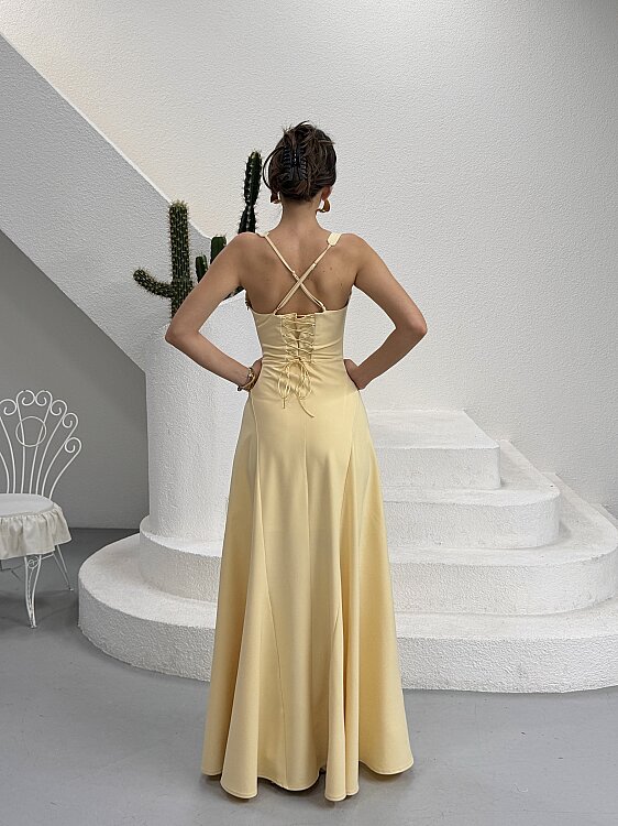 Maily Maxi Elbise - Sarı - 4