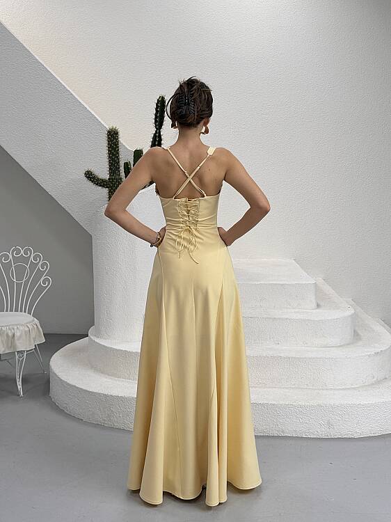Maily Maxi Elbise - Sarı - 4
