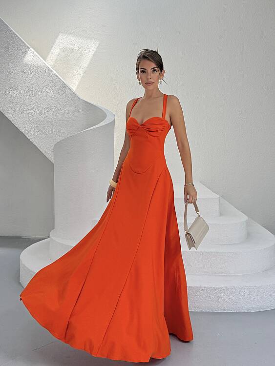 Maily Maxi Elbise - Turuncu - 2
