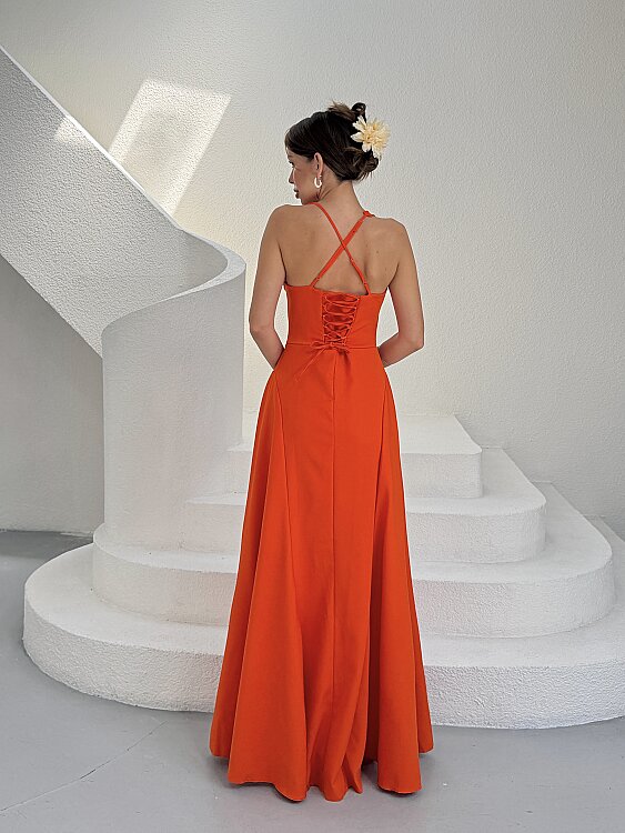 Maily Maxi Elbise - Turuncu - 4