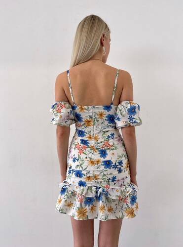 Manne Moss Elbise - Mavi Çiçekli