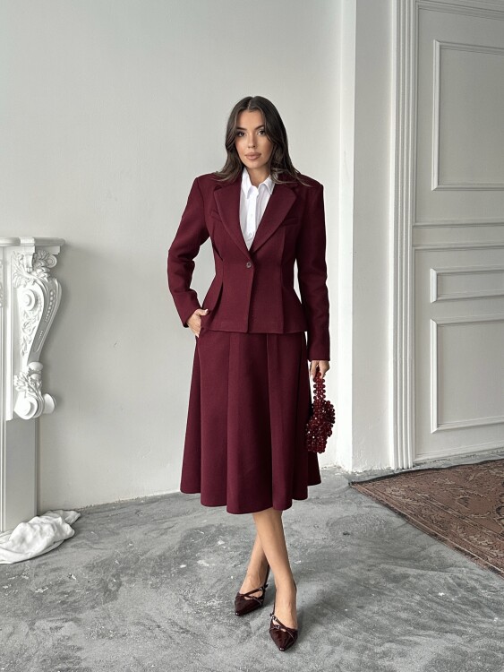 Margrit Ceket Etek Takım - Bordo - 1