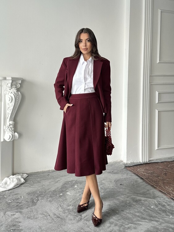Margrit Ceket Etek Takım - Bordo - 4