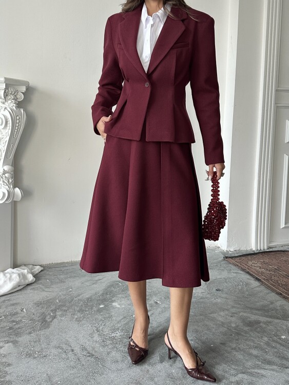 Margrit Ceket Etek Takım - Bordo - 6