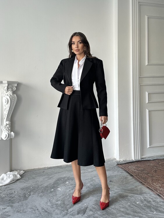 Margrit Ceket Etek Takım - Siyah - 3