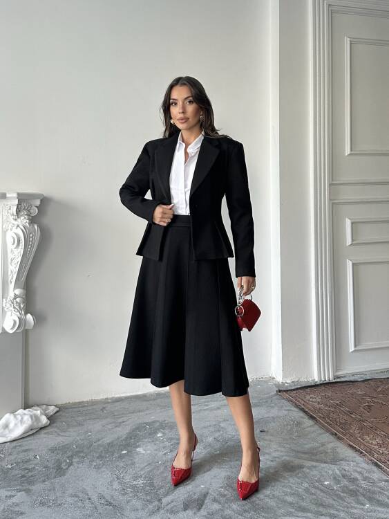 Margrit Ceket Etek Takım - Siyah - 3