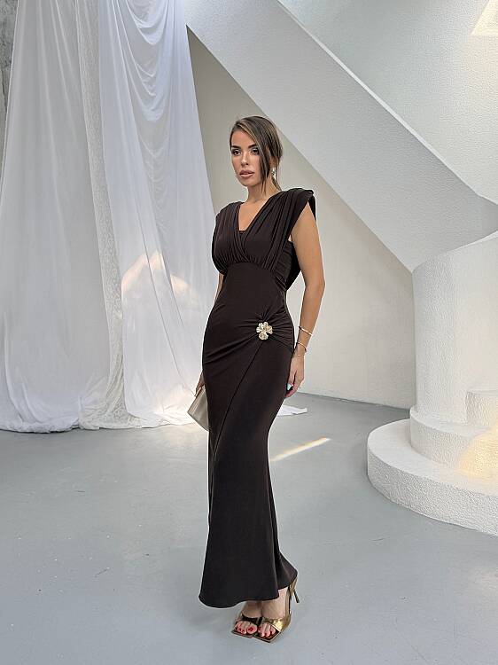 MARY Maxi Elbise - Acı Kahve - 2