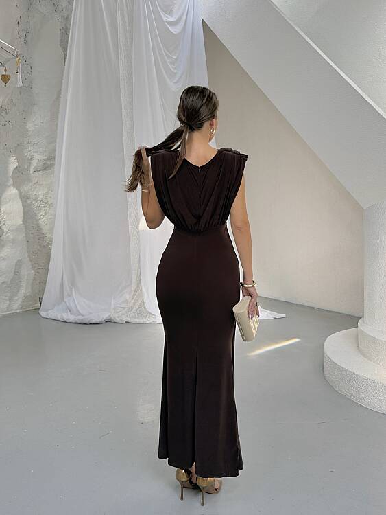 MARY Maxi Elbise - Acı Kahve - 6