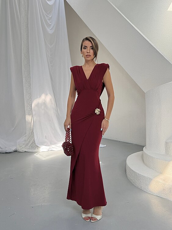 MARY Maxi Elbise - Bordo - Sevenday