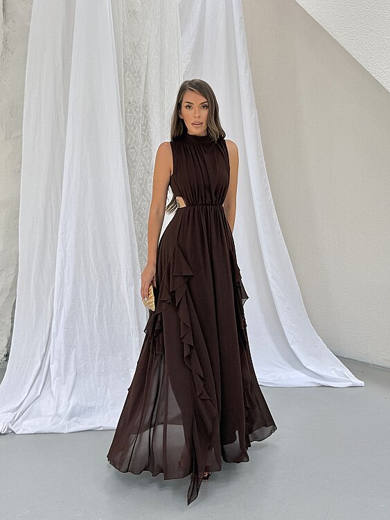 MIA Maxi Elbise - Acı Kahve - 3