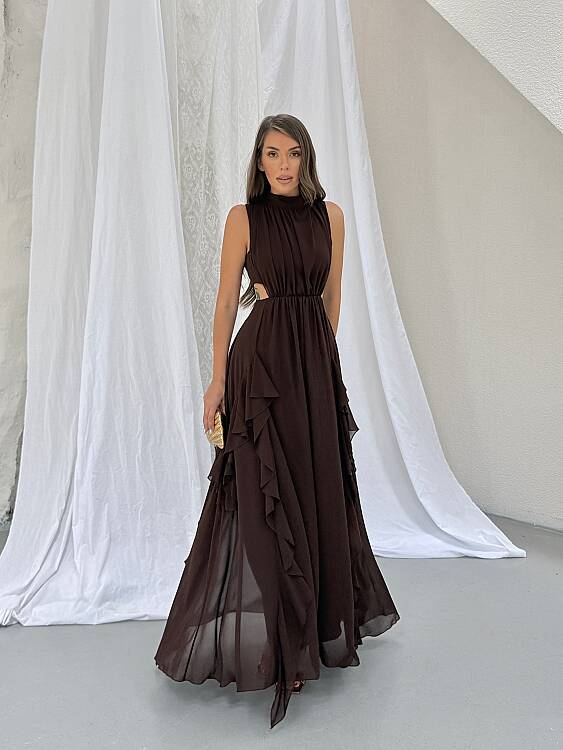 MIA Maxi Elbise - Acı Kahve - 3