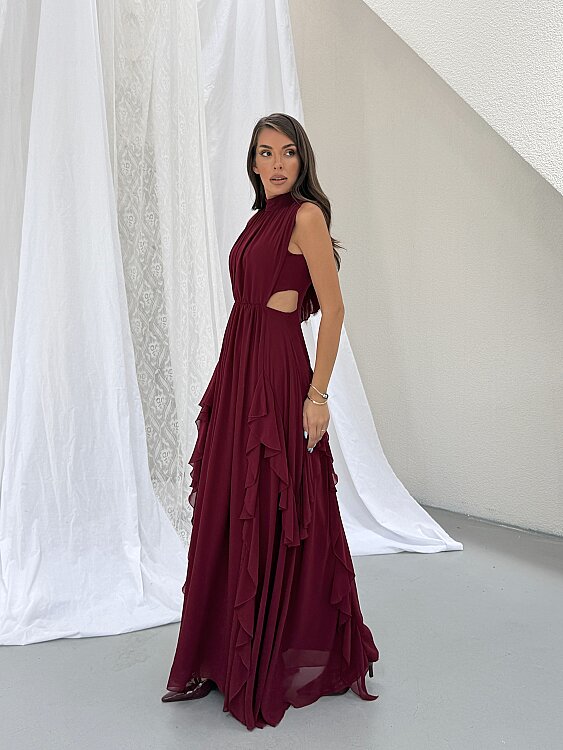 MIA Maxi Elbise - Bordo - 2