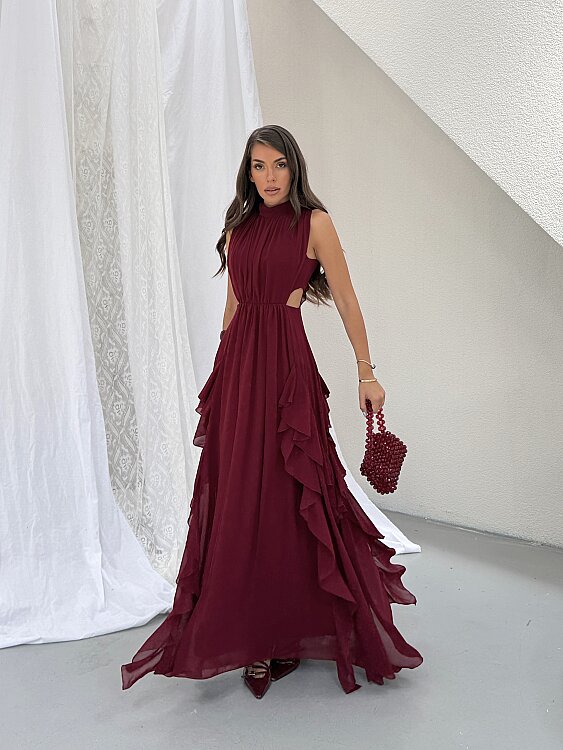 MIA Maxi Elbise - Bordo - 3