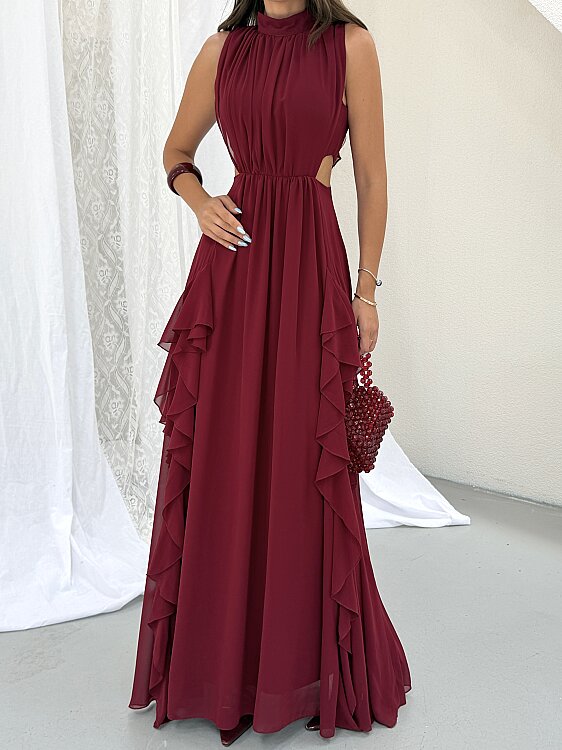 MIA Maxi Elbise - Bordo - 4