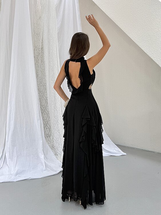 MIA Maxi Elbise - Siyah - 5