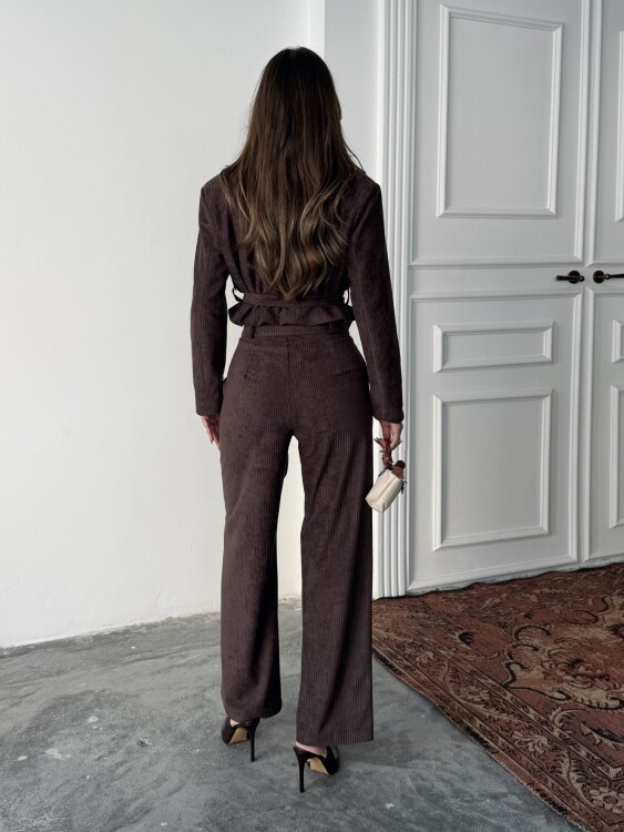 Mila Ceket Pantolon Takım - Kahverengi - 5