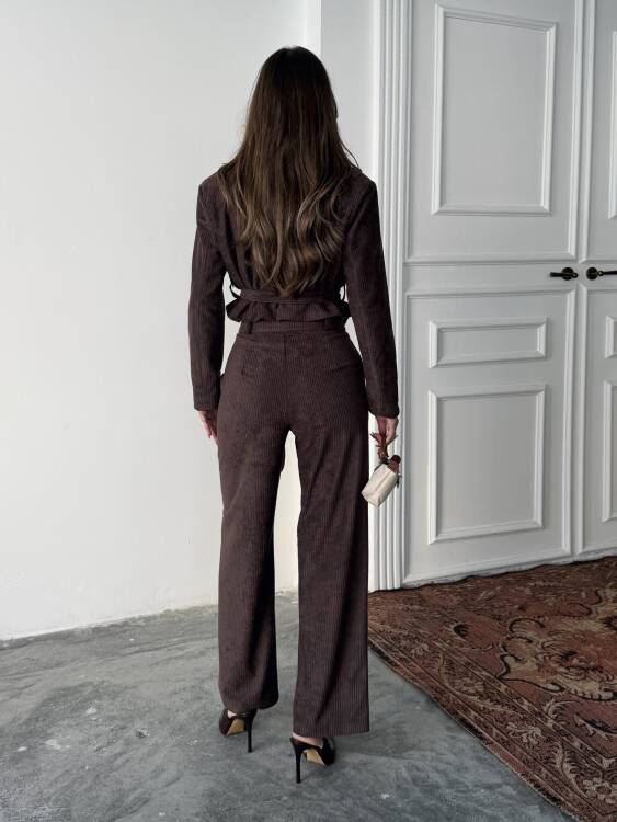 Mila Ceket Pantolon Takım - Kahverengi - 5