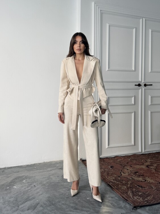 Mila Ceket Pantolon Takım - Krem - 2