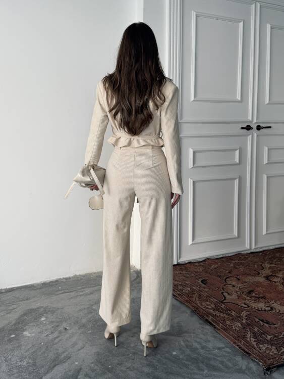 Mila Ceket Pantolon Takım - Krem - 4