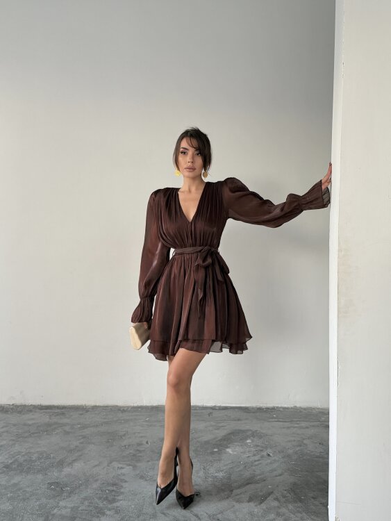 Mirelle Mini Elbise - Acı Kahve - Sevenday